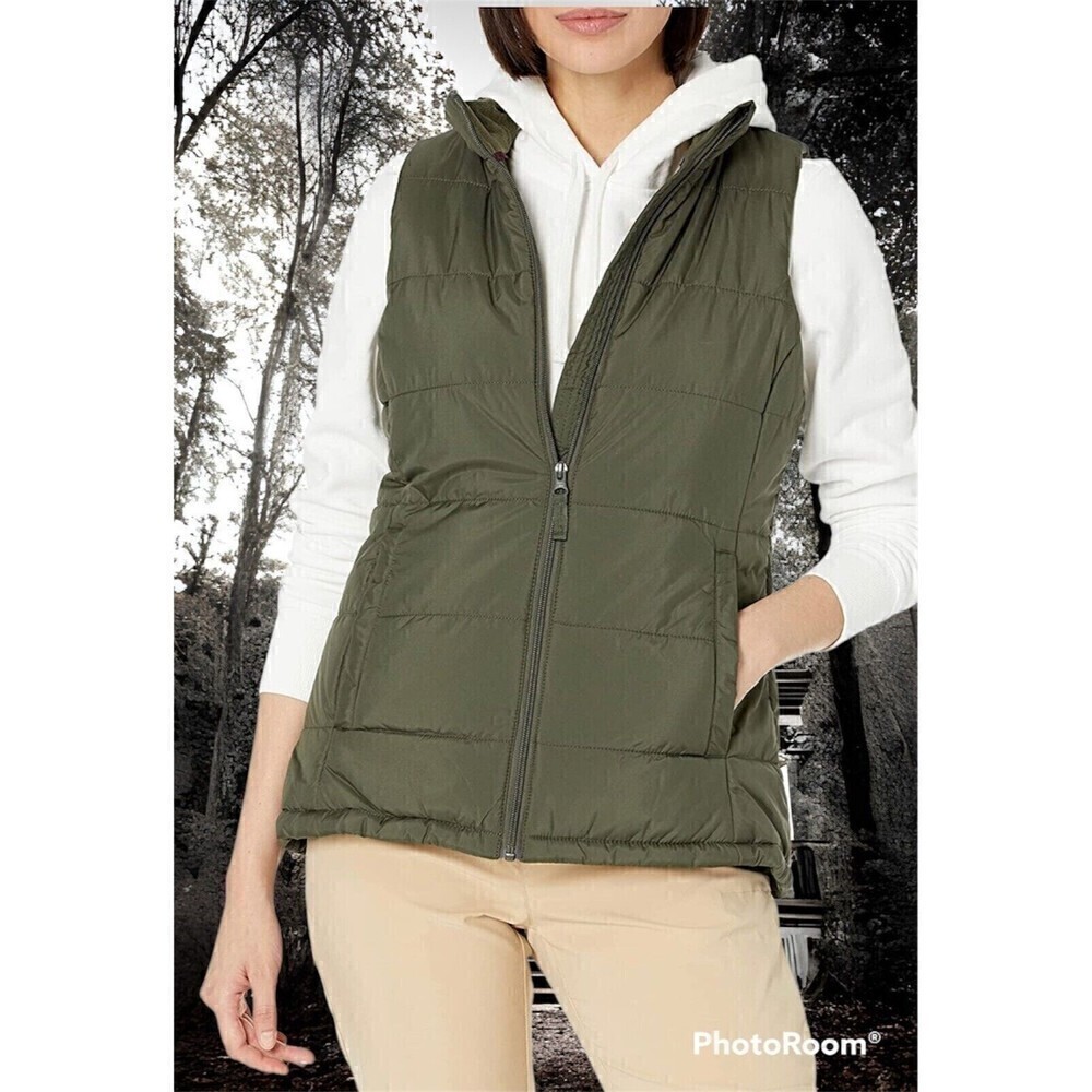 Supplies by Unionbay Vest Women's Large Olive green Quilted Zip Puffer Lined NWT